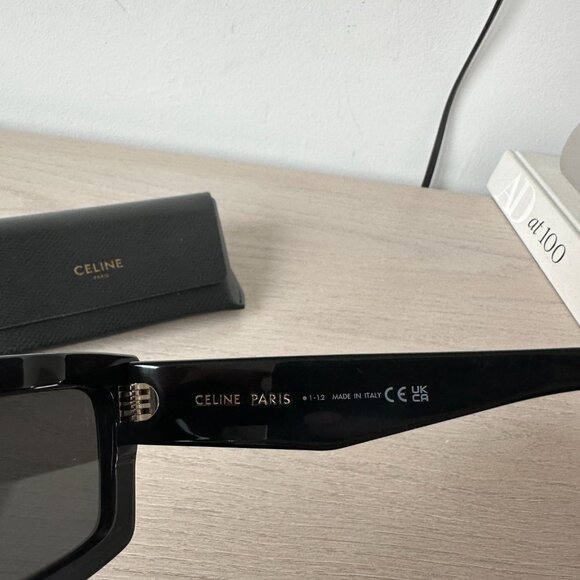 NWOT Celine CL40214U Square Sunglasses Monochrome Black - Picture 9 of 12